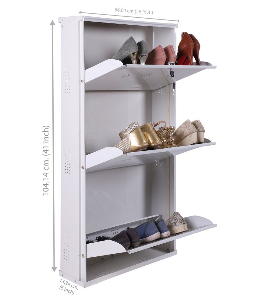 Babbar Steel 26 Inches Wide 3 Door Powder Coated Wall Mounted Metallic Shoe Rack White 3 Shelves Buy Babbar Steel 26 Inches Wide 3 Door Powder Coated Wall Mounted Metallic Shoe Rack