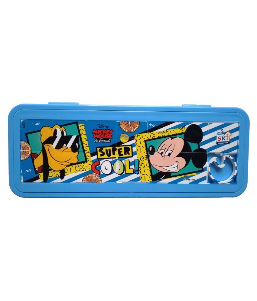 Fashsio Blue Mickey Mouse Puzzle Pencil Box with Number Lock Password
