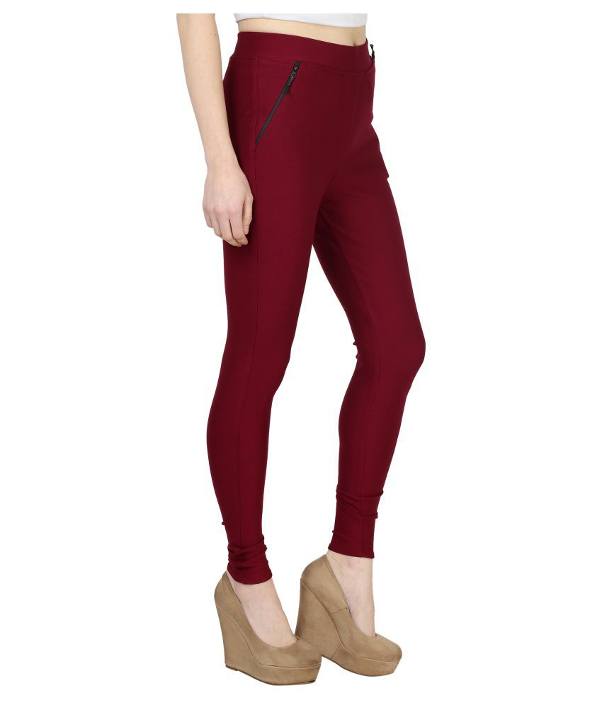 maroon jeggings