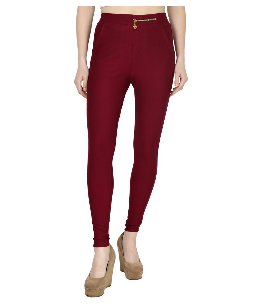 maroon jeggings