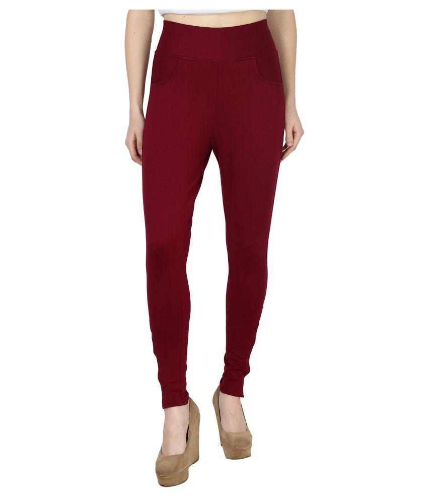 Buy Vaijyanti Cotton Lycra Jeggings - Maroon Online at Best Prices in ...