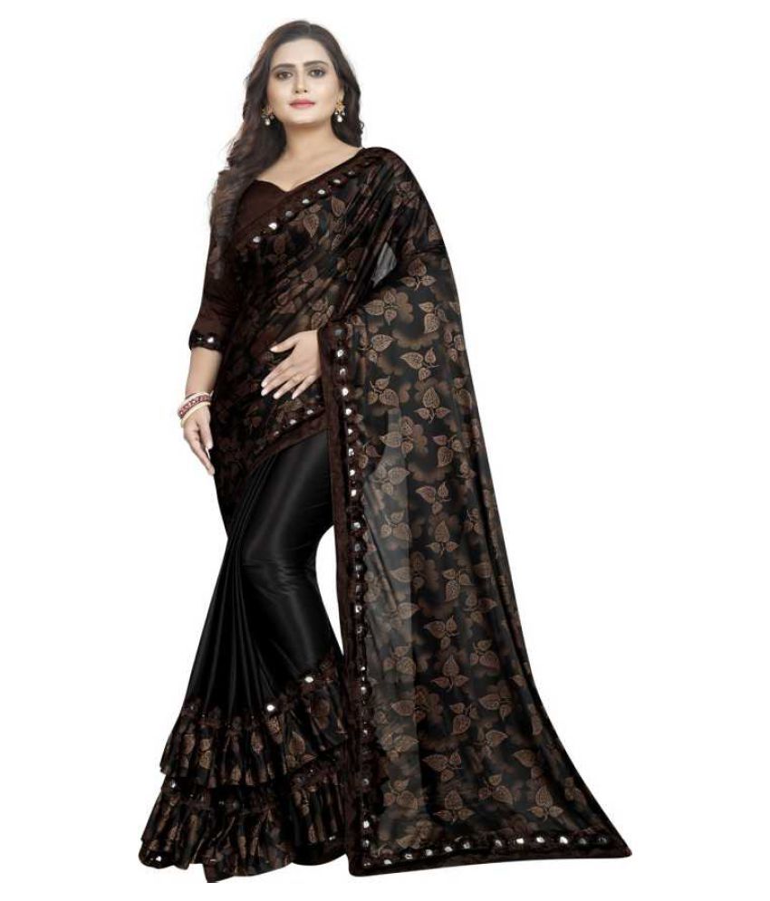 Premvati Fashion Hub Black Lycra Saree Buy Premvati Fashion Hub Black