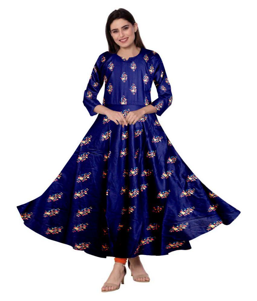 Regal Blue Pure 14 Kg Rayon Pant Anarkali
