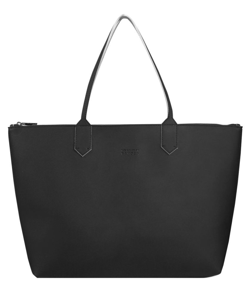 THE HOUSE OF GANGES Black Faux Leather Tote Bag