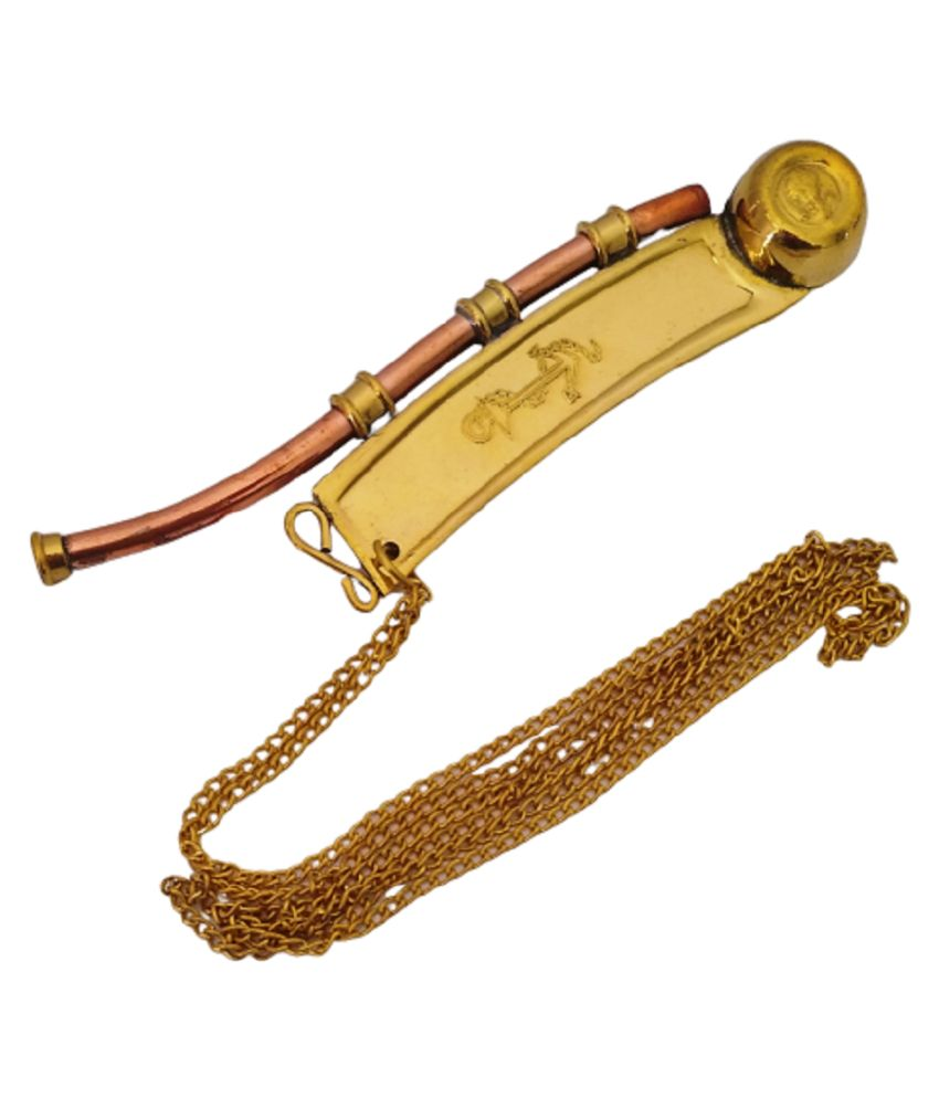 Nautical Vintage Brass/Copper Boatswain Bosun pipe whistle with chain