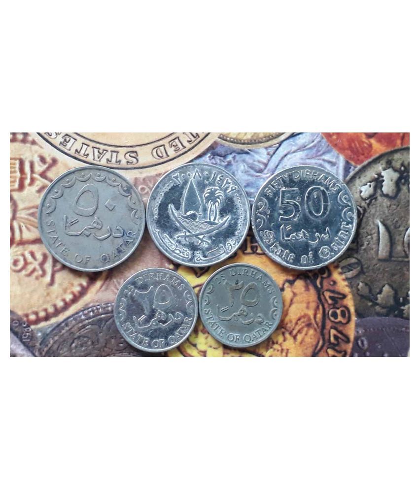     			QATAR - 5 DIFFERENT COINS SET inc. RARE / SCARCE ONES - CIRCULATED CONDITION - FOREIGN world Coin