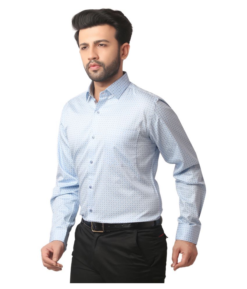 All Seasons Shirts 100 Percent Cotton Blue Prints Party wear Shirt