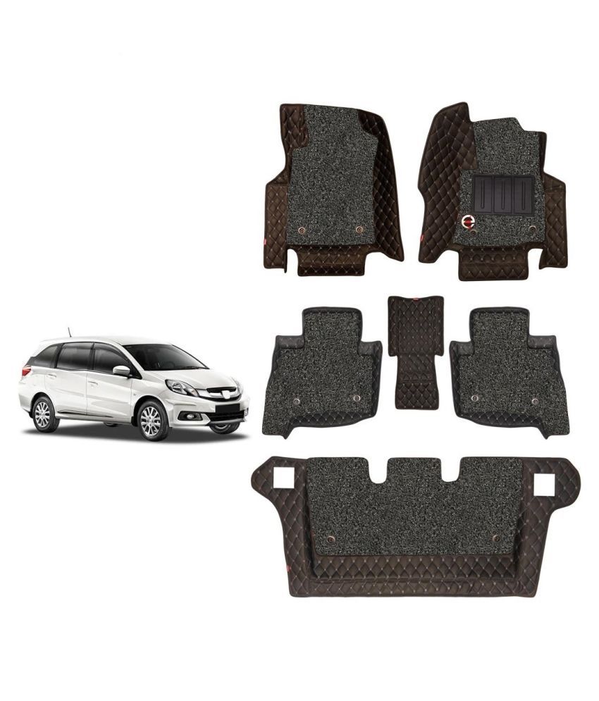 Elegant Luxury Leatherite 7D Car Mat For Honda Mobilio (Black & White