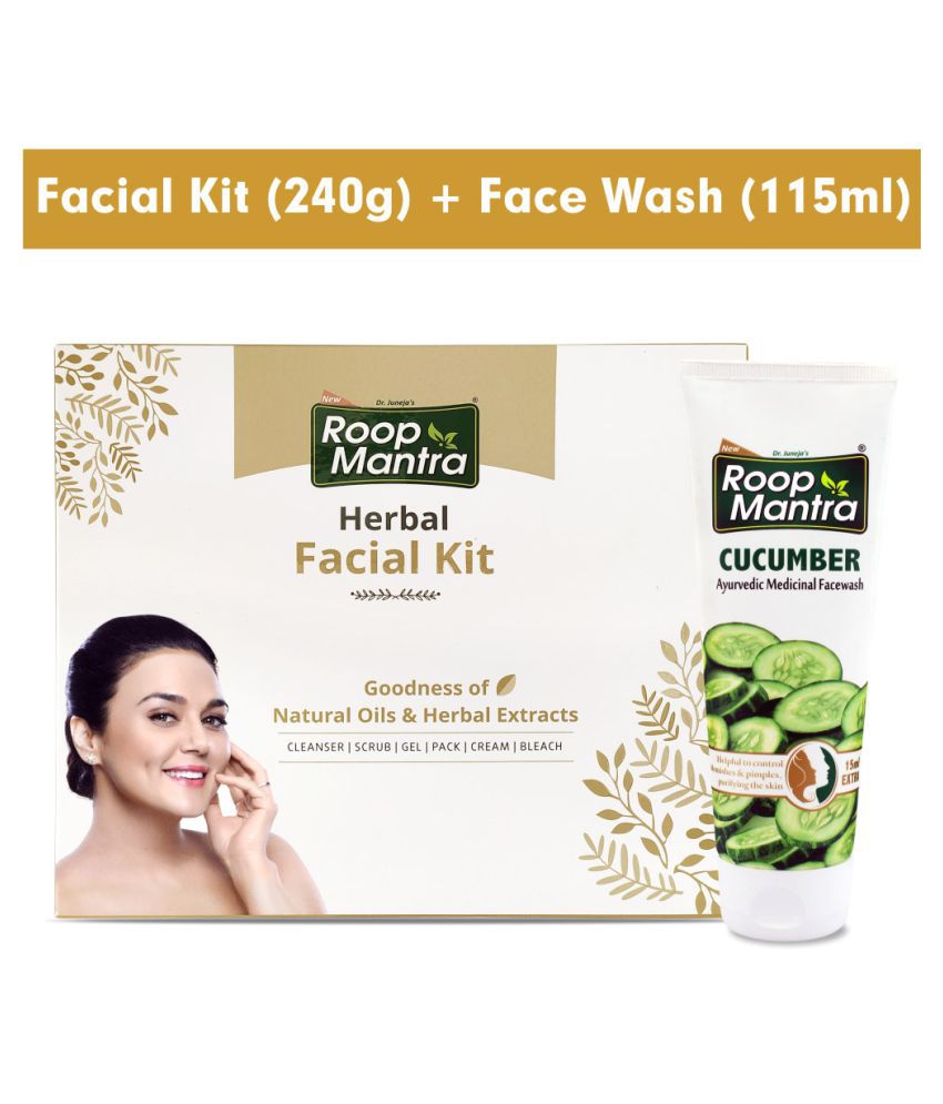     			Roop Mantra Cucumber Facewash 115ml+Herbal Facial Kit 240 g Pack of 2