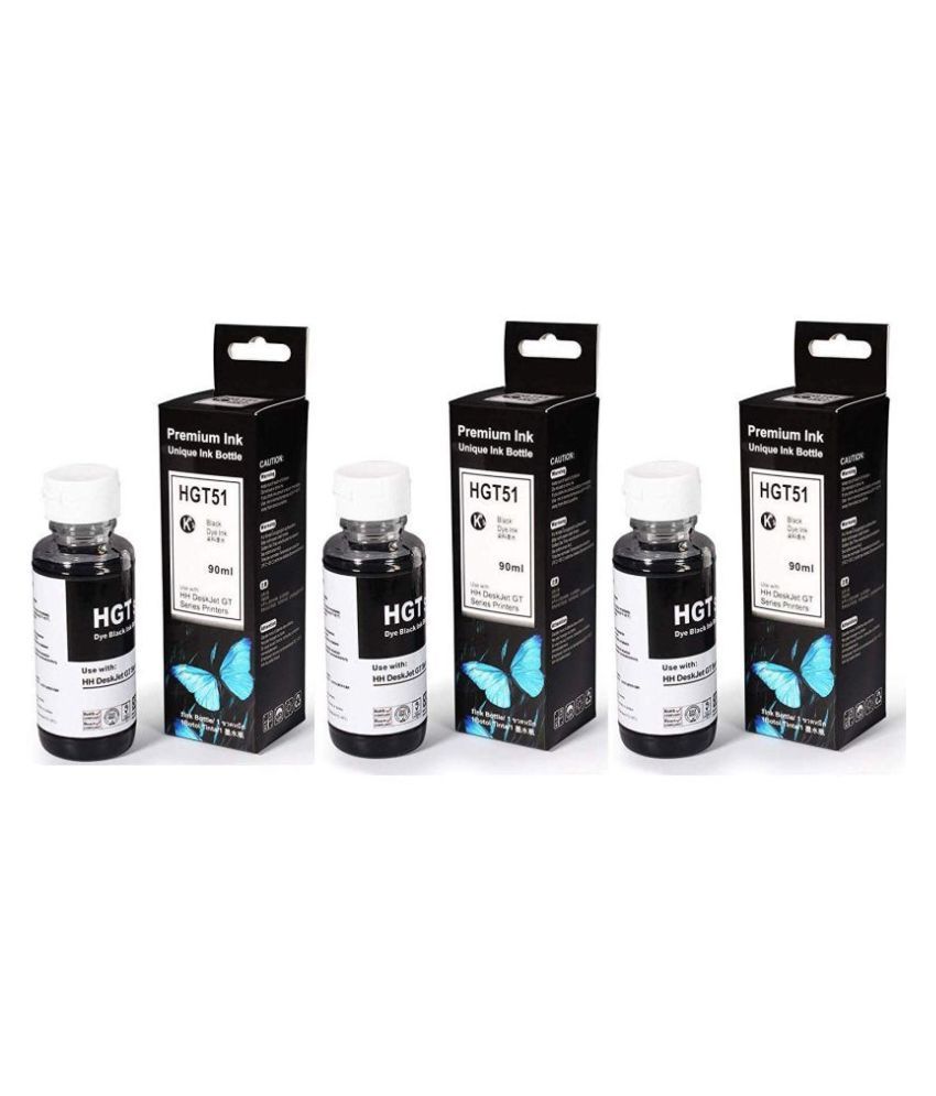 JIMIGO FOR HP GT51 , GT52 Black Pack of 3 Ink bottle for Compatible