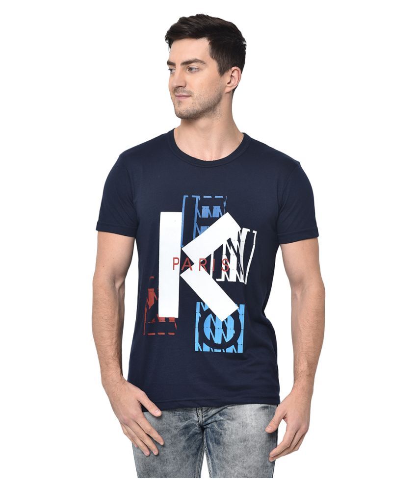     			Vimal Jonney Cotton Blend Blue Printed T-Shirt