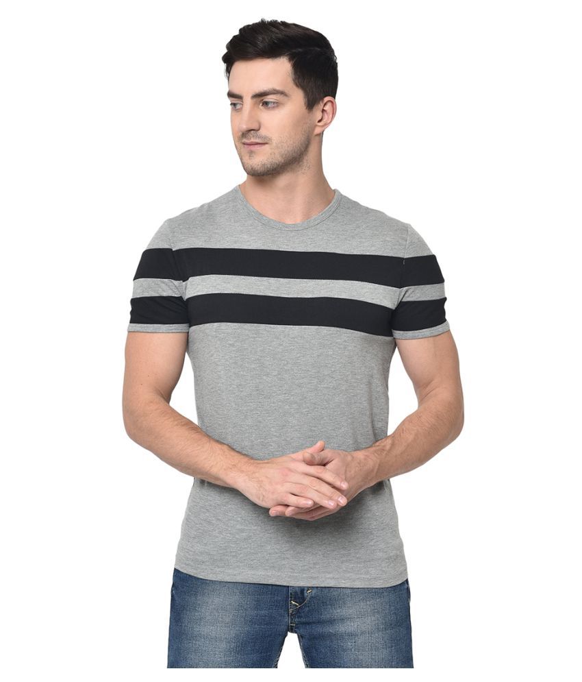     			Vimal Jonney Cotton Blend Grey Striper T-Shirt