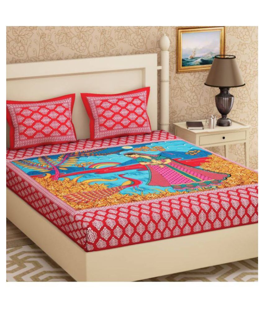     			Bombay Spreads Cotton Double Bedsheet with 2 Pillow Covers