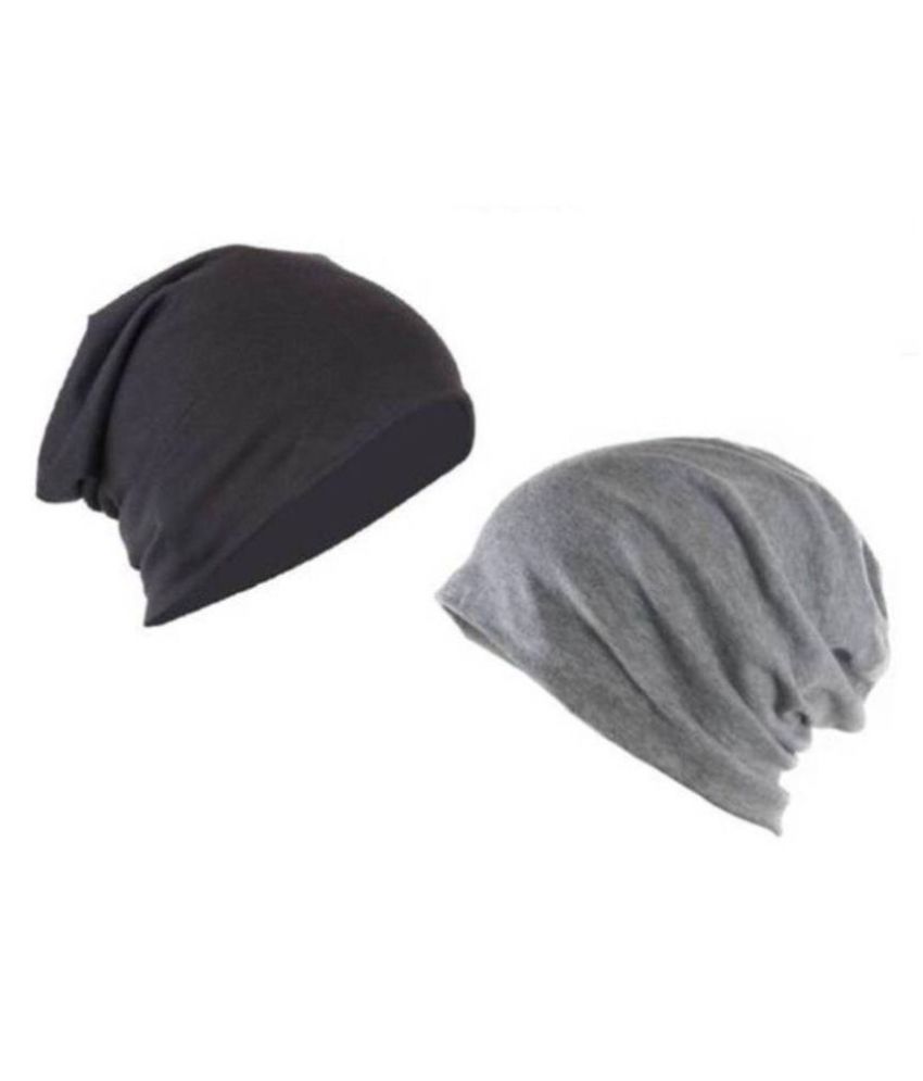     			COMBO Beanie Skull Slouchy Cotton Plain Beanie Caps for Boys (Pack of 2)