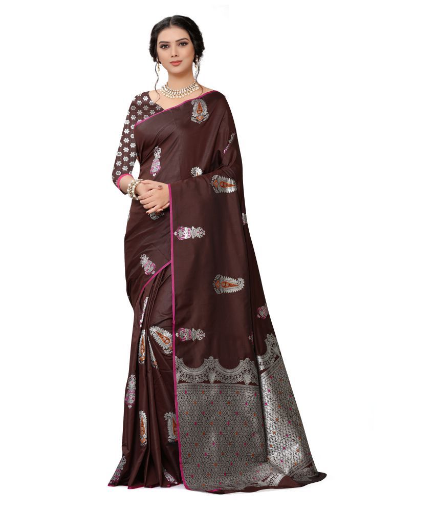 BR FAB Brown Banarasi Silk Saree - Buy BR FAB Brown Banarasi Silk Saree ...