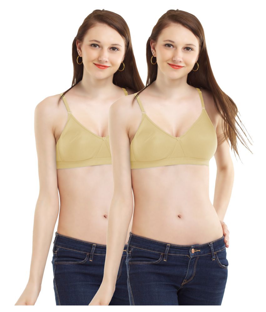     			Madam Pack of 2 Cotton Non Padded Women's T-Shirt Bra ( Beige )