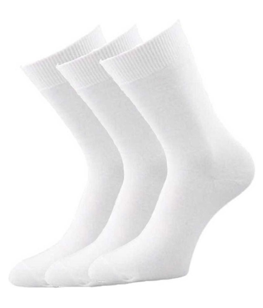     			Voici White Formal Full Length Socks Pack of 3