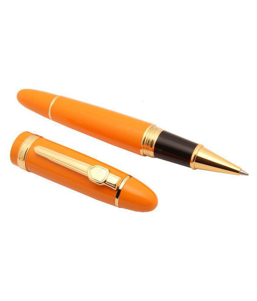     			Stylish 159 Masterpiece Orange Heavy Big Pen Gold Trim Gift for Office Roller Ball Pen