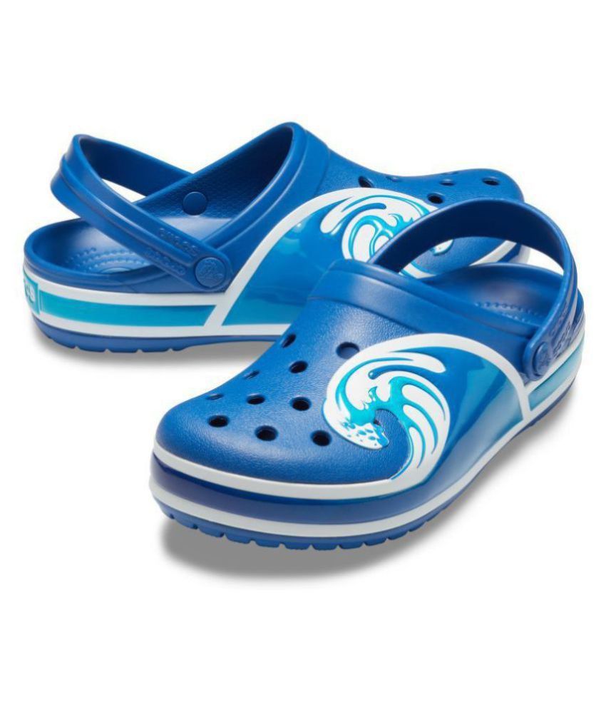 blue clear crocs