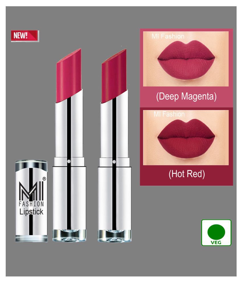     			 MI FASHION 100% Veg Soft Matte Long Stay Lipstick Combo(Shade - Magenta, Red) |  Pack of 2
