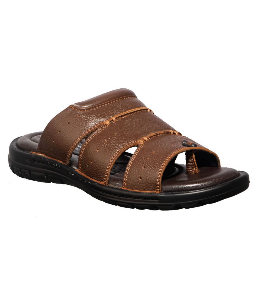 KHADIM Brown Leather Sandals - Buy KHADIM Brown Leather Sandals Online ...