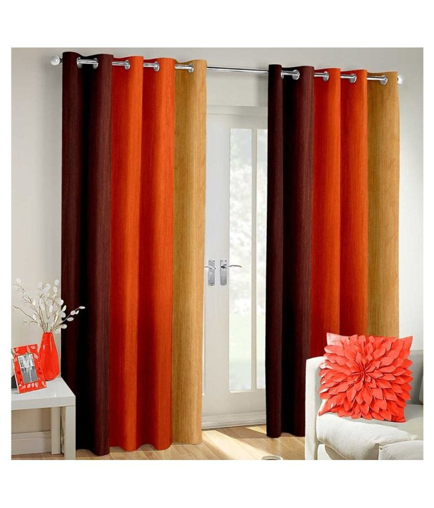     			Homefab India Floral Blackout Eyelet Window Curtain 5ft (Pack of 2) - Orange