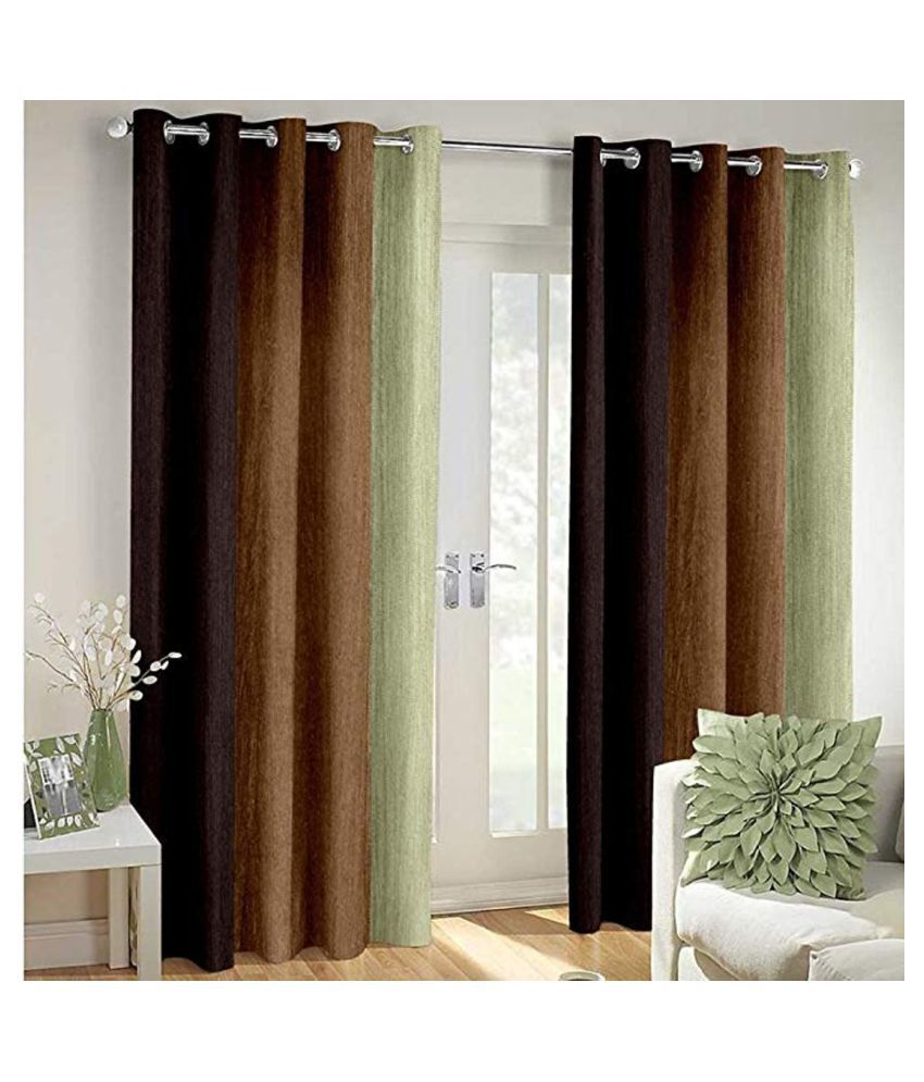     			Homefab India Floral Blackout Eyelet Window Curtain 5ft (Pack of 2) - Brown