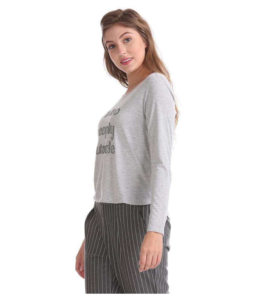 Buy Sugr Polyester Grey T-Shirts Online at Best Prices in India - Snapdeal