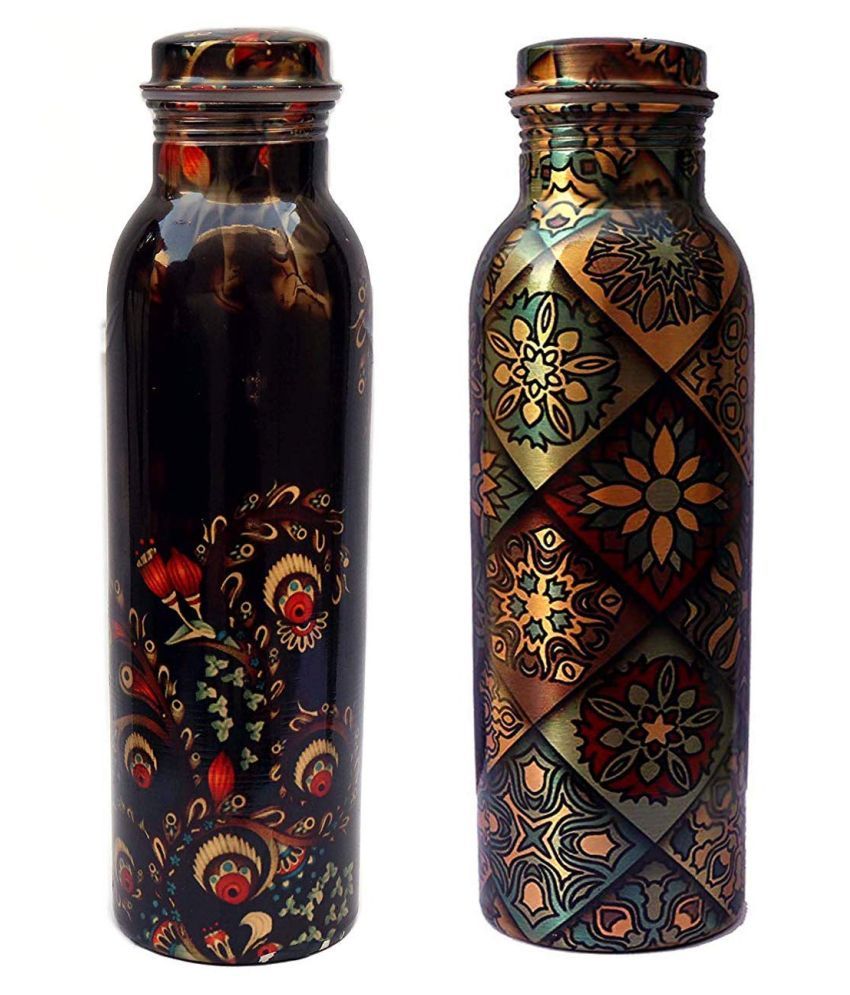 TAMRANSH Printed Copper Bottle Multicolour 950 mL Copper Water Bottle