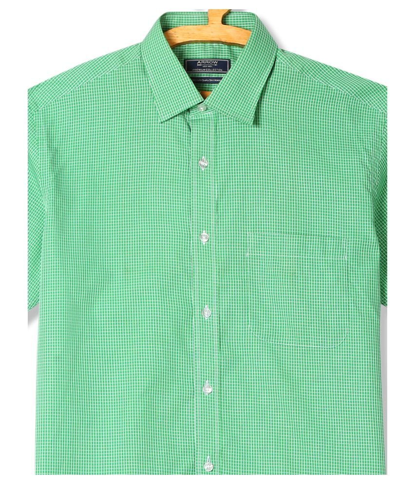 Arrow Cotton Blend Green Checks Formal Shirt - Buy Arrow Cotton Blend ...