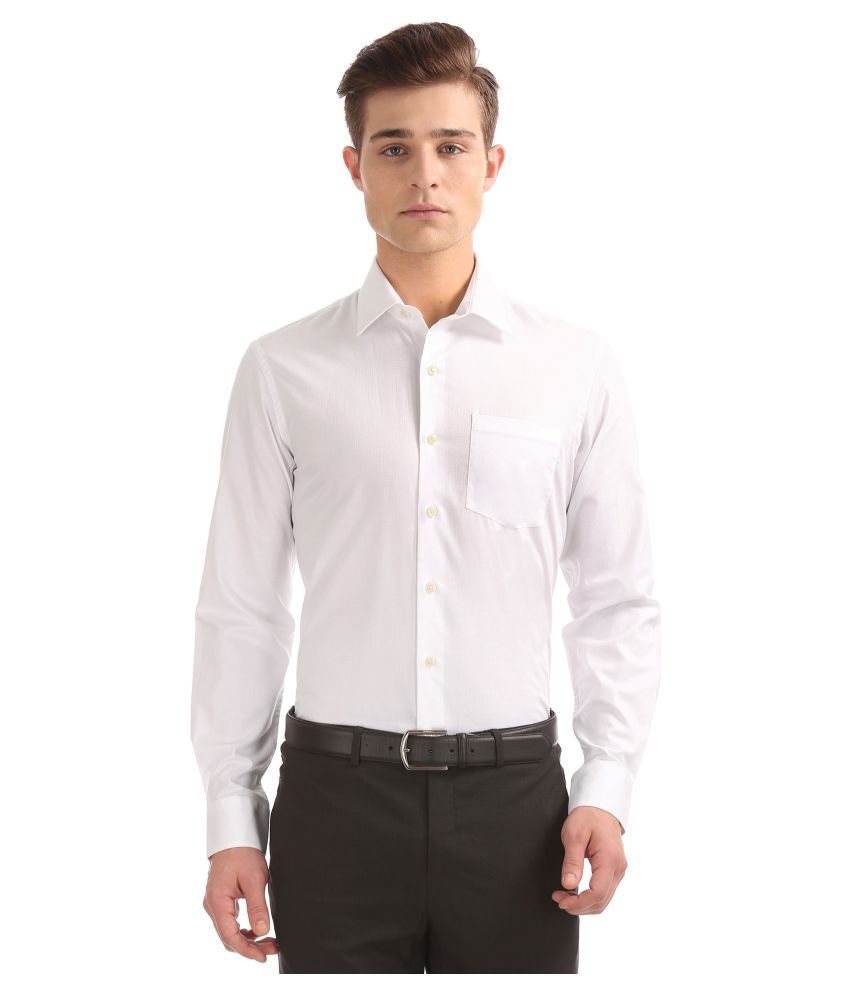 Arrow Cotton Blend White Solids Formal Shirt