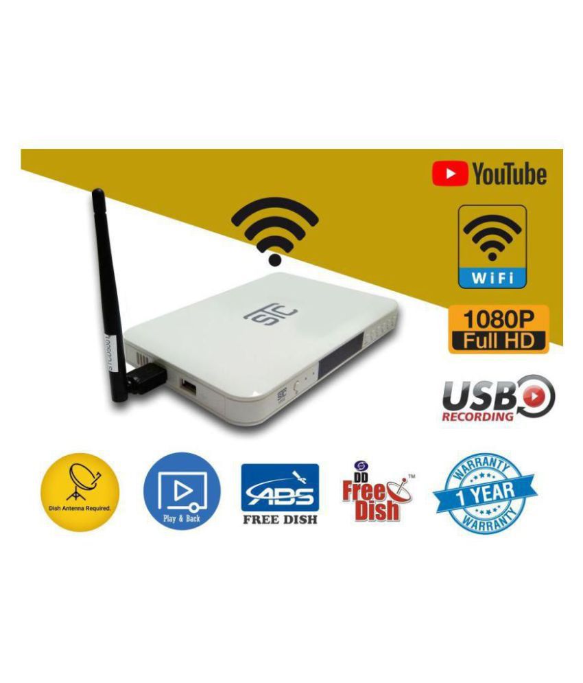     			STC DTH HD WiFi Set Top Box H-500 (LIFE TIME FREE) FTA Multimedia Player