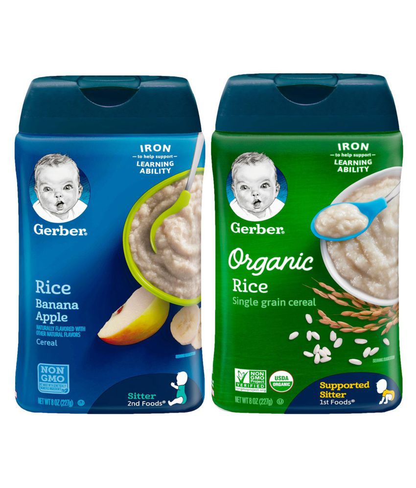 Gerber Rice & Banana Apple,Organic Rice Infant Cereal for Under 6