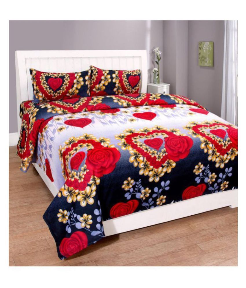 Luxuryhome Decor Poly Cotton Double Bedsheet with 2 Pillow Covers Buy