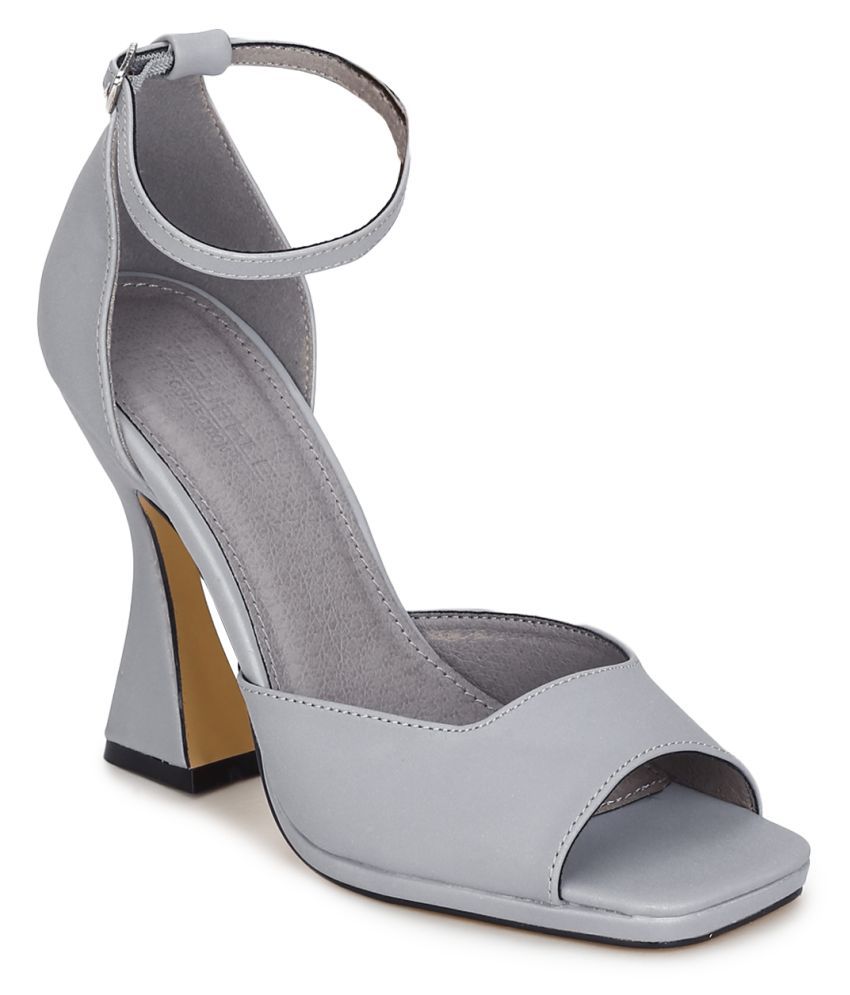 gray block heels