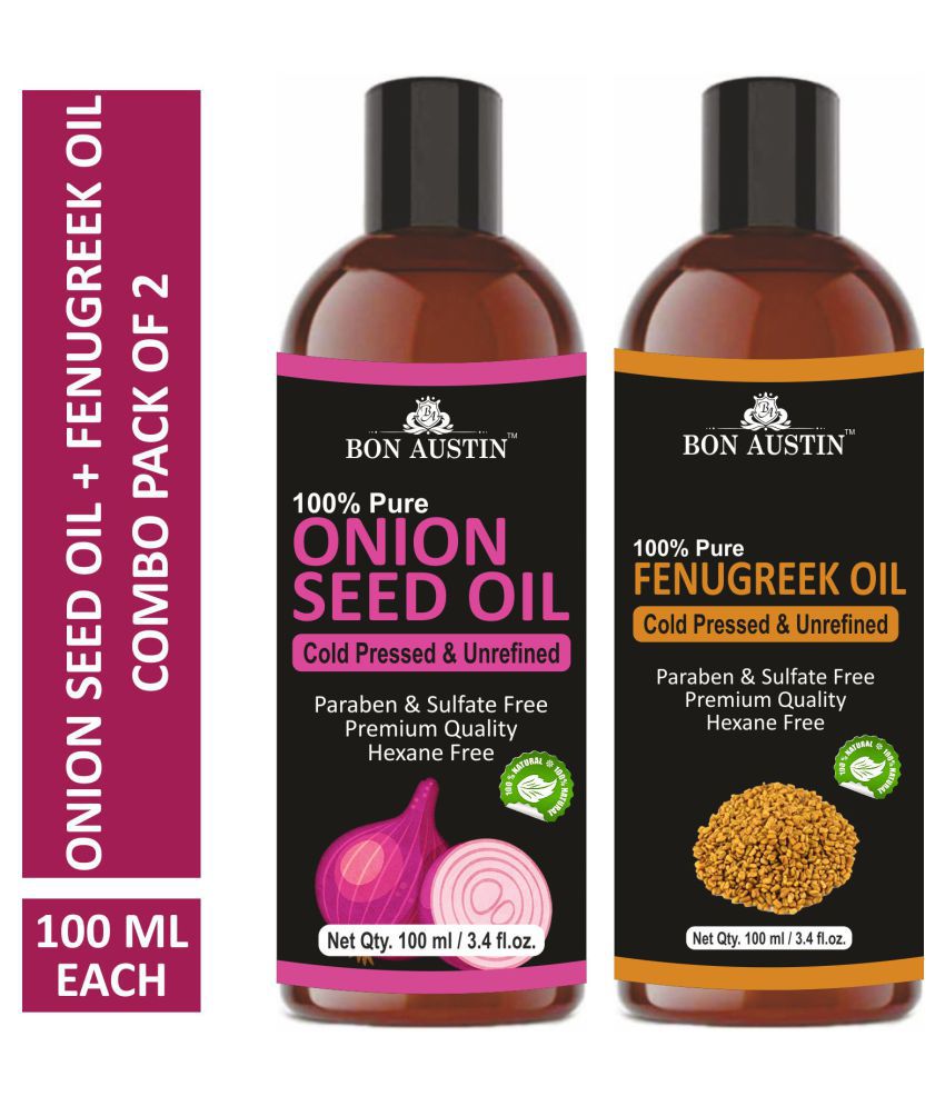     			Bon Austin Premium Onion Seed Oil & Fenugreek Oil  - Cold Pressed & UnrefinedCombo pack of 2 bottles of 100 ml(200 ml)