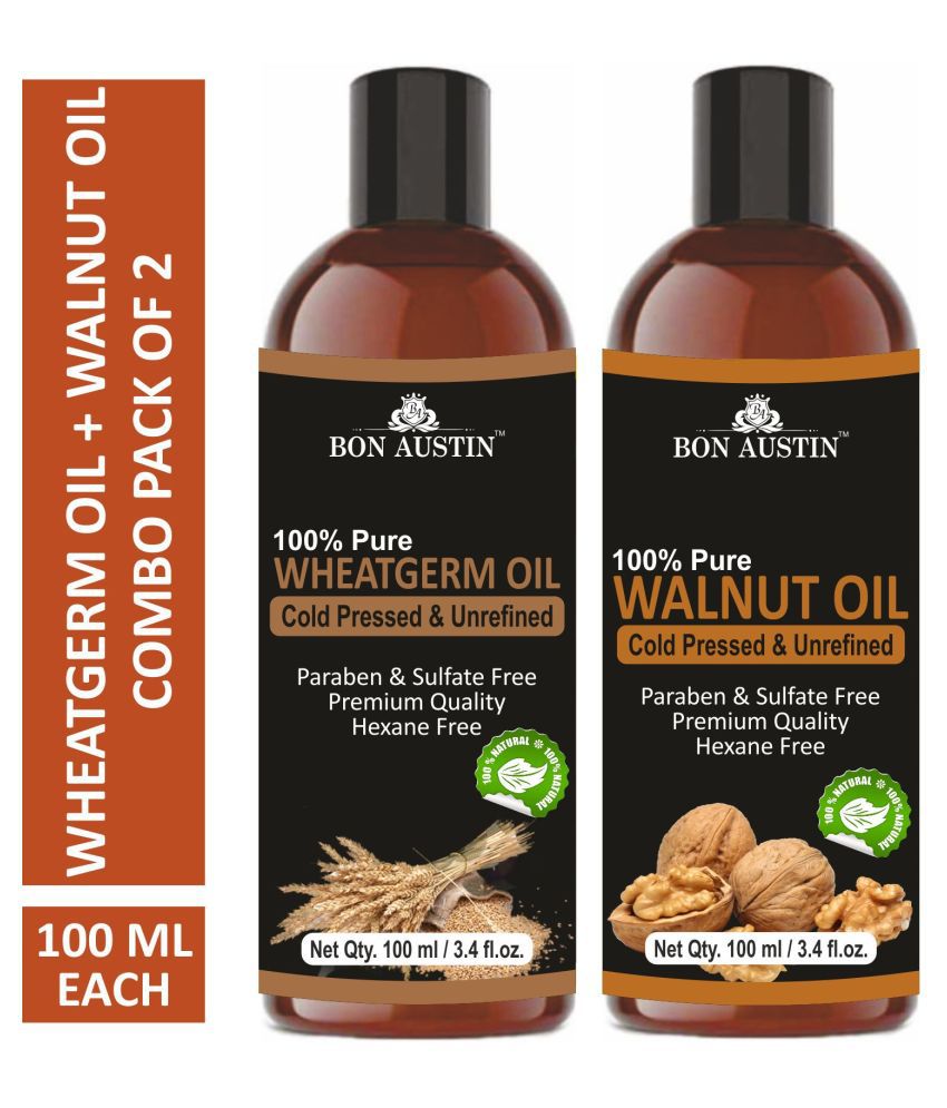     			Bon Austin Premium Wheatgerm Oil & Walnut Oil  - Cold Pressed & Unrefined Combo pack of 2 bottles of 100 ml(200 ml)