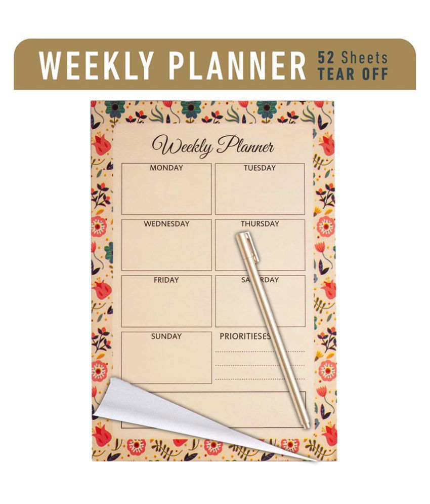 The Papier Ocean Weekly Planner Pads A5 Size 52 Weeks Sheets (Scotch Flowers)