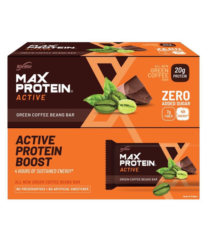     			RiteBite Max Protein Active Green Coffee Beans Bars 840g - Pack of 12 (70g x 12)