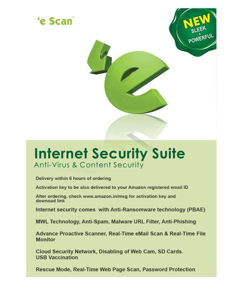 eScan Internet Security Latest Version ( 1 PC / 1 Year ) - Activation Code-Email Delivery