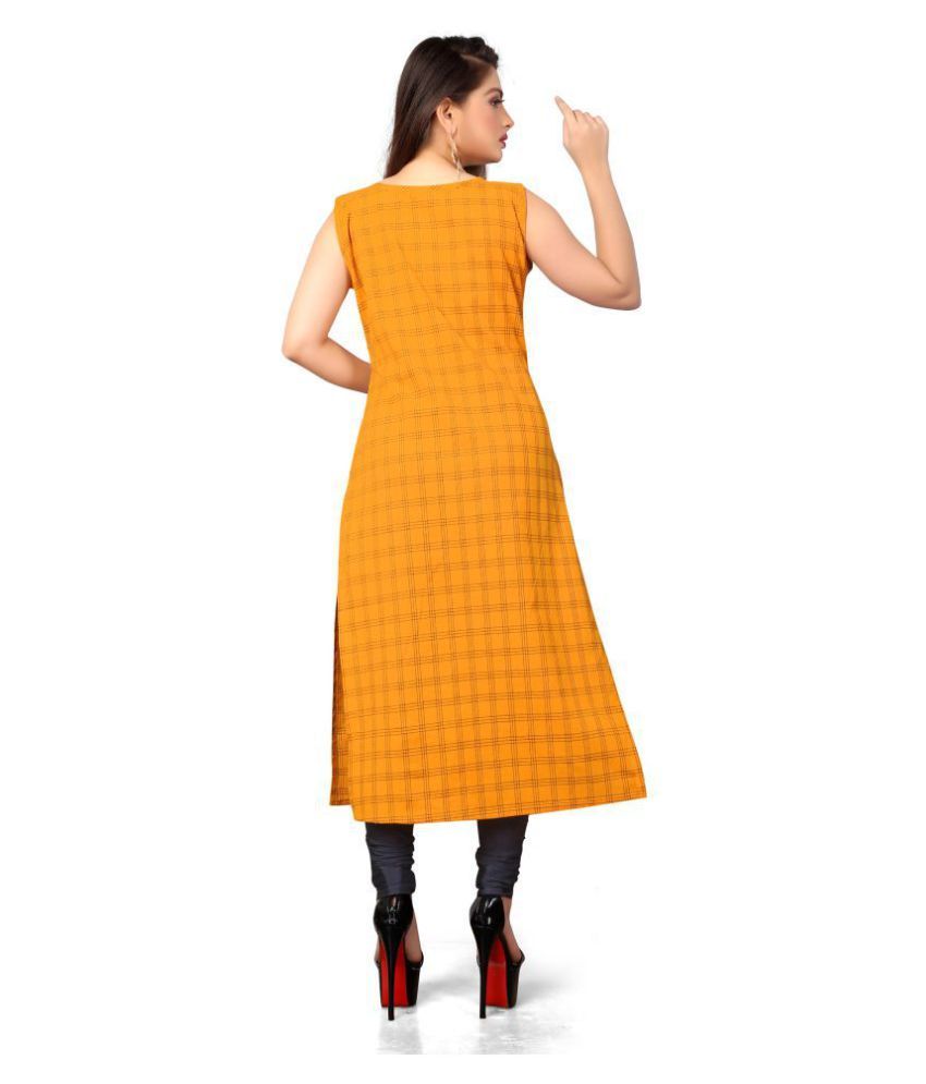 Prime Clothing Yellow Cotton Straight Kurti Buy Prime Clothing Yellow Cotton Straight Kurti