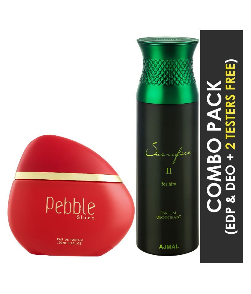 Maryaj Pebble Shine Eau De Parfum Floral Fruity Perfume 100ml for Women and Ajmal Sacrifice II