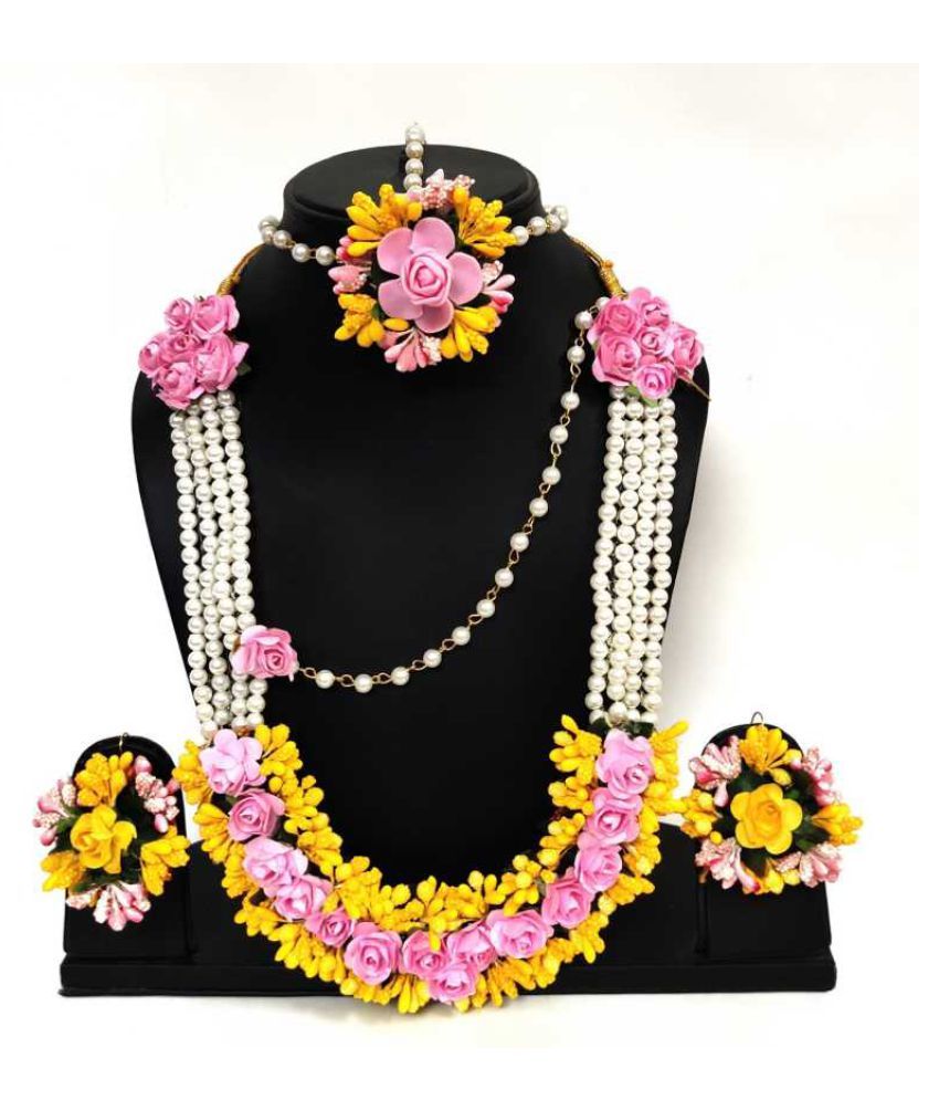 LAMANSH Flower Jewellery Set For Haldi,Mehendi Artificial Floral