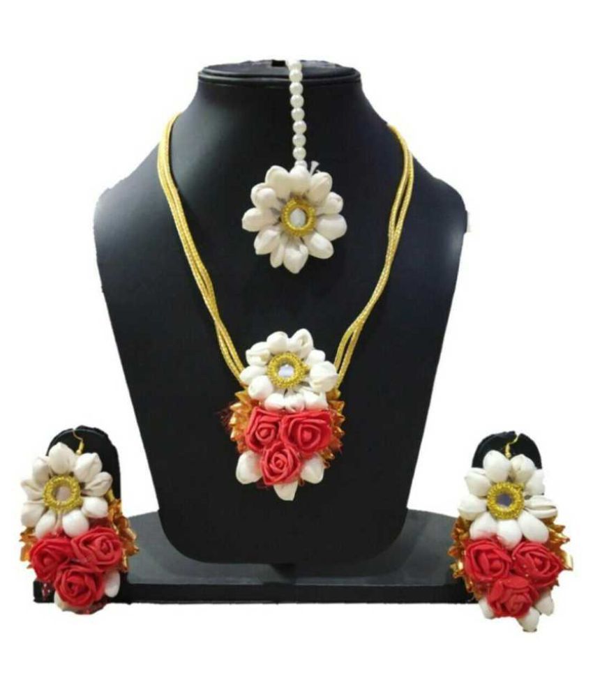 LAMANSH Haldi Jewellery Set For Haldi,Mehendi Flower Jewelry Set For