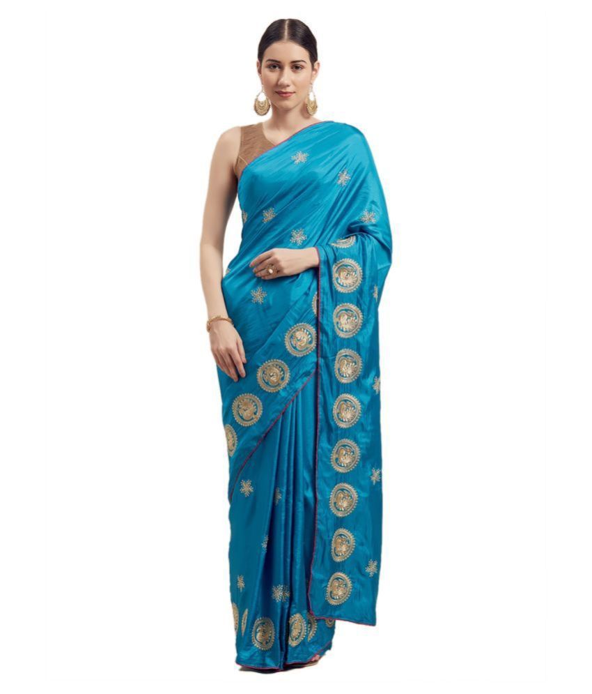     			Veer International Blue Paper Silk Saree