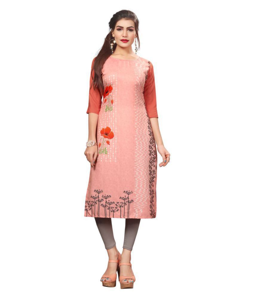     			DSK STUDIO Orange Crepe Straight Kurti