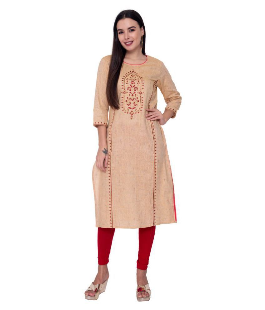Ritzzy Beige Cotton Kurti  Buy Ritzzy Beige Cotton Kurti Online at Best  Prices in India on Snapdeal