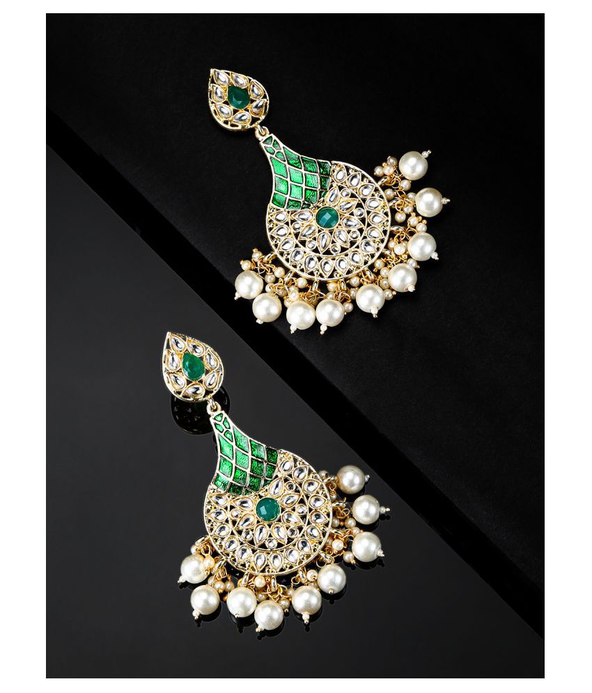     			Priyaasi Kundan Gold Plated Drop Earrings for Women and Girls