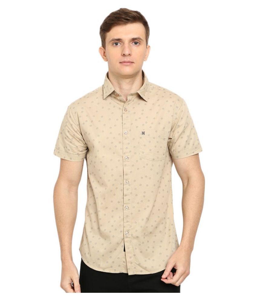 TED HARBOR 100 Percent Cotton Beige Shirt - Buy TED HARBOR 100 Percent ...