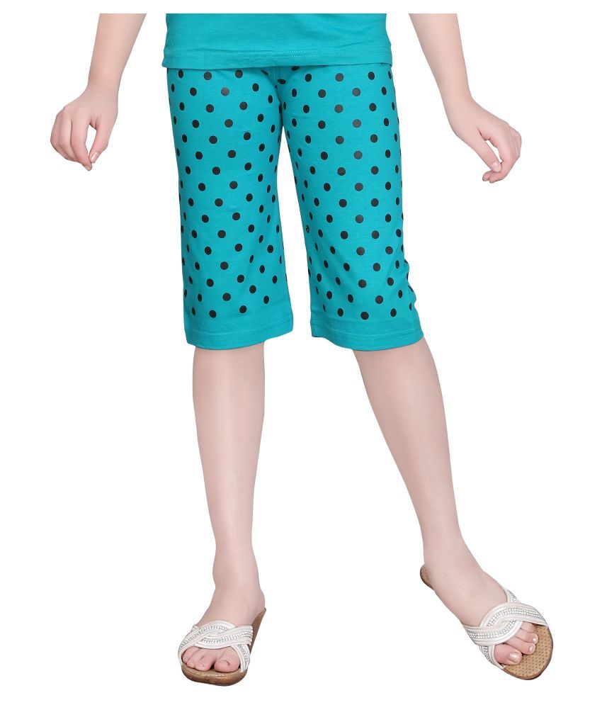     			Sinimini - Blue Cotton Girls Capris ( Pack of 1 )